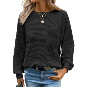 LIORA™ – Skön oversize blus med långa ärmar och rund hals