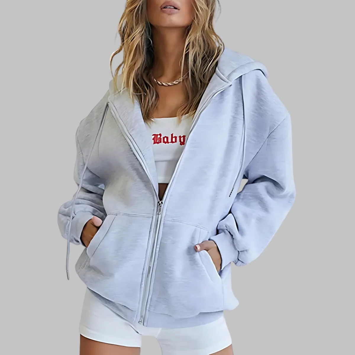 DARA™ – Klassisk Oversize Jacka med Luva och Dragkedja - Bild 2