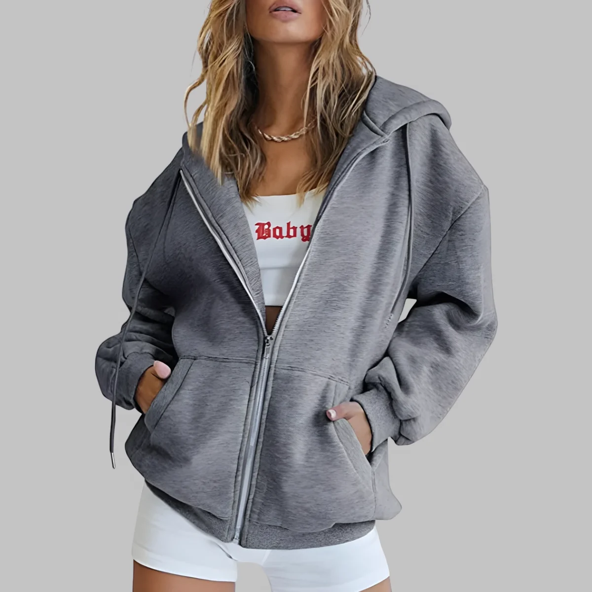 DARA™ – Klassisk Oversize Jacka med Luva och Dragkedja - Bild 3