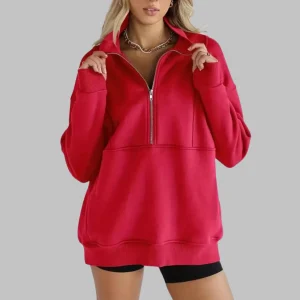 PSALM™ - Bekväm Kragad Halvdragkedja Översized Långärmad Sweatshirt