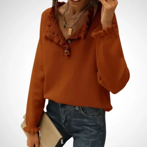 WYNN™ - Chic Långärmad Pullover med Halvknappar