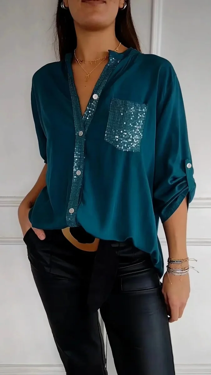 DANICA™ – Blus med paljettdetaljer - Bild 8