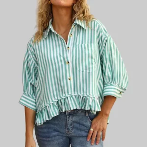 KOLET™ - Avslappnad Sommar Volangknäppt Blus