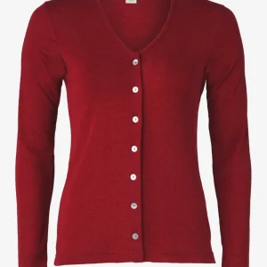 Cardigan tunn ull/silke röd