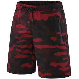 Camouflage löparshorts för herrar Röd